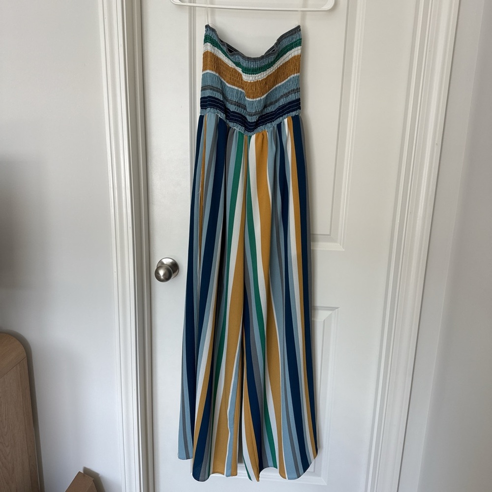 Peach Love California Multicolor Striped Jumpsuit